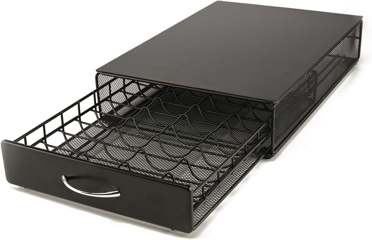 Coffee Capsule Drawer Compatible with Nespresso Vertuoline, Metal Coffee Pod Storage Holder for 40 Pods, Black