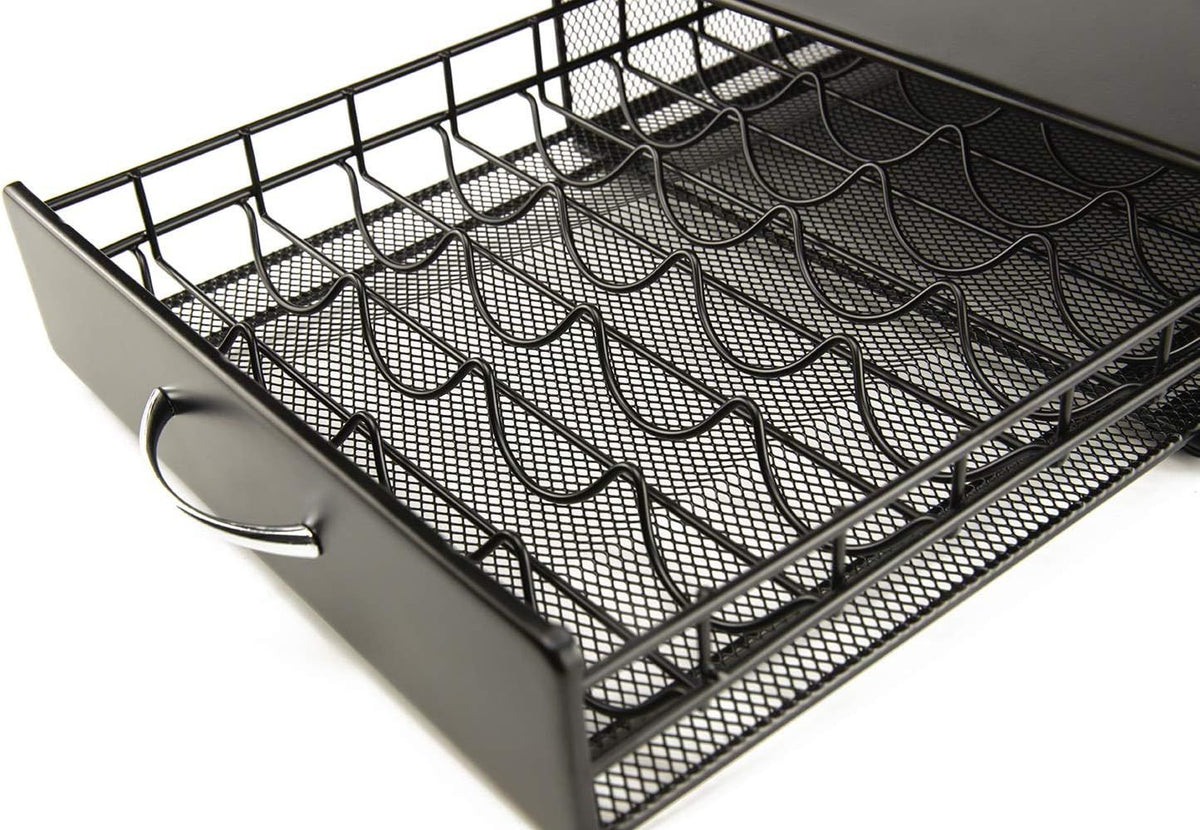 Coffee Capsule Drawer Compatible with Nespresso Vertuoline, Metal Coffee Pod Storage Holder for 40 Pods, Black