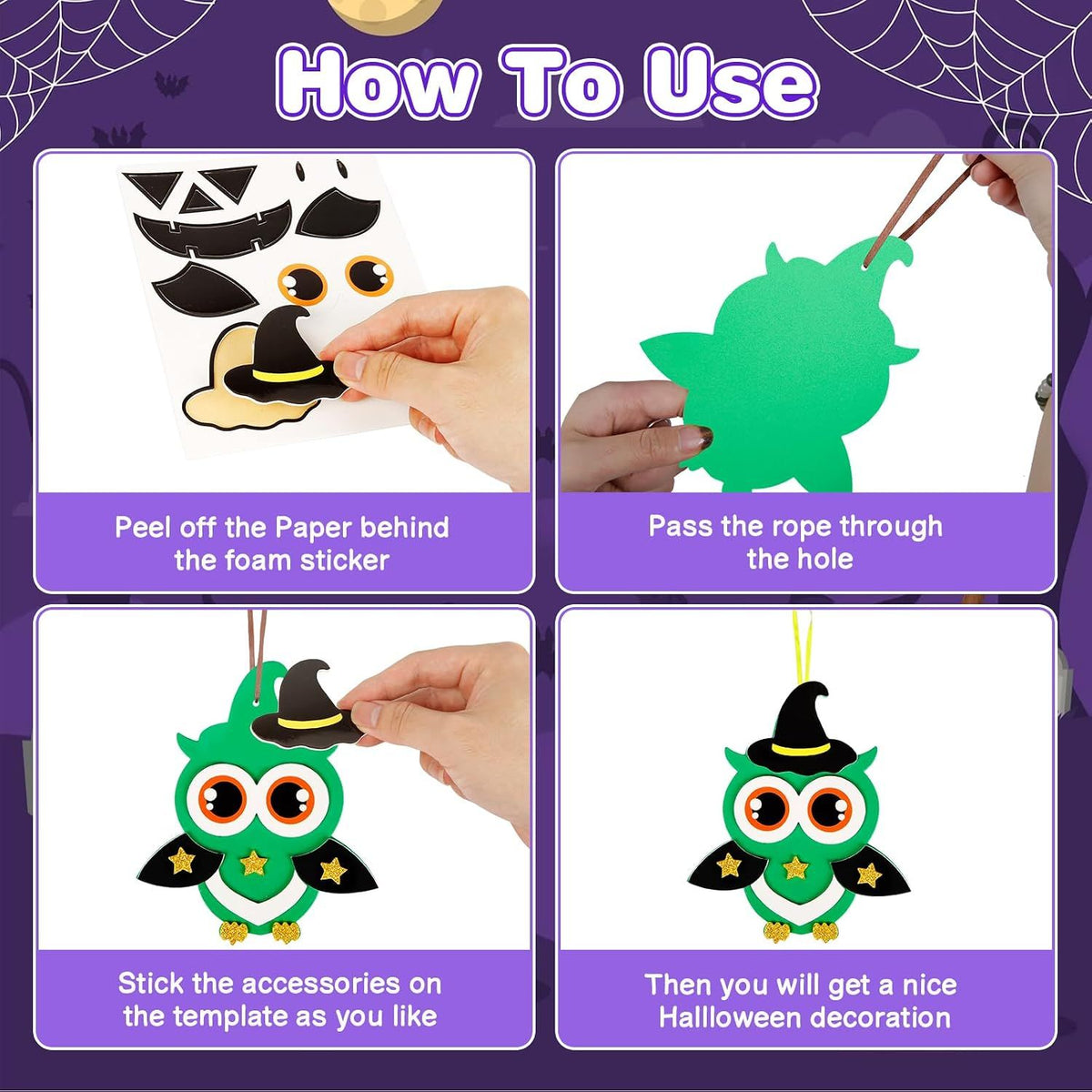 12 Pack Halloween Craft Kit for Kids, Make Your Own Halloween Foam Stickers DIY Arts and Crafts for Boys Girls, Halloween Party Supplies Decoration