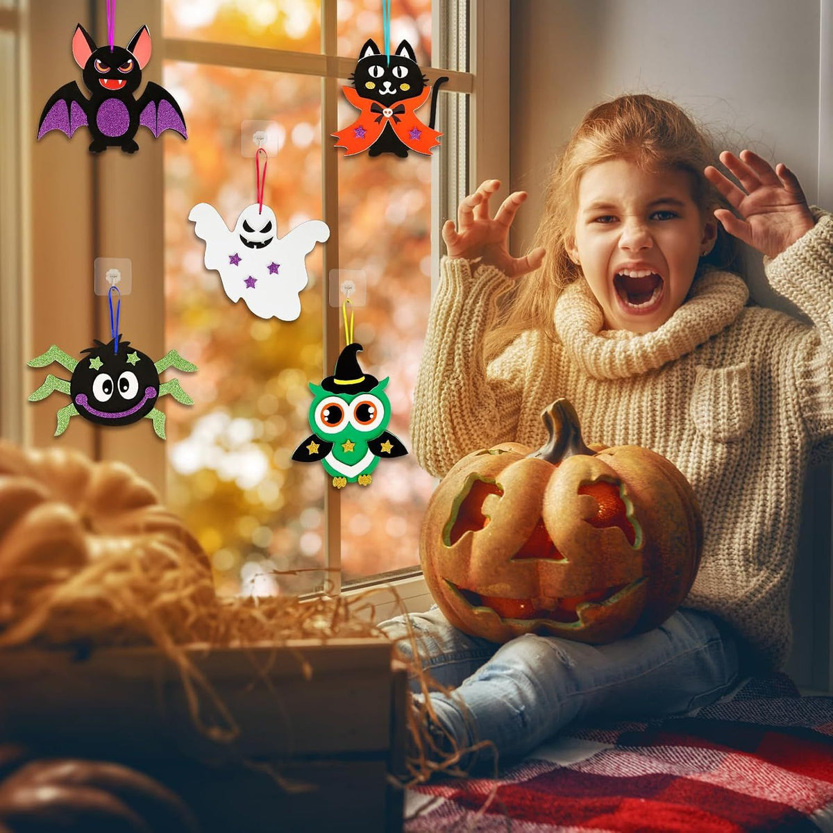 12 Pack Halloween Craft Kit for Kids, Make Your Own Halloween Foam Stickers DIY Arts and Crafts for Boys Girls, Halloween Party Supplies Decoration