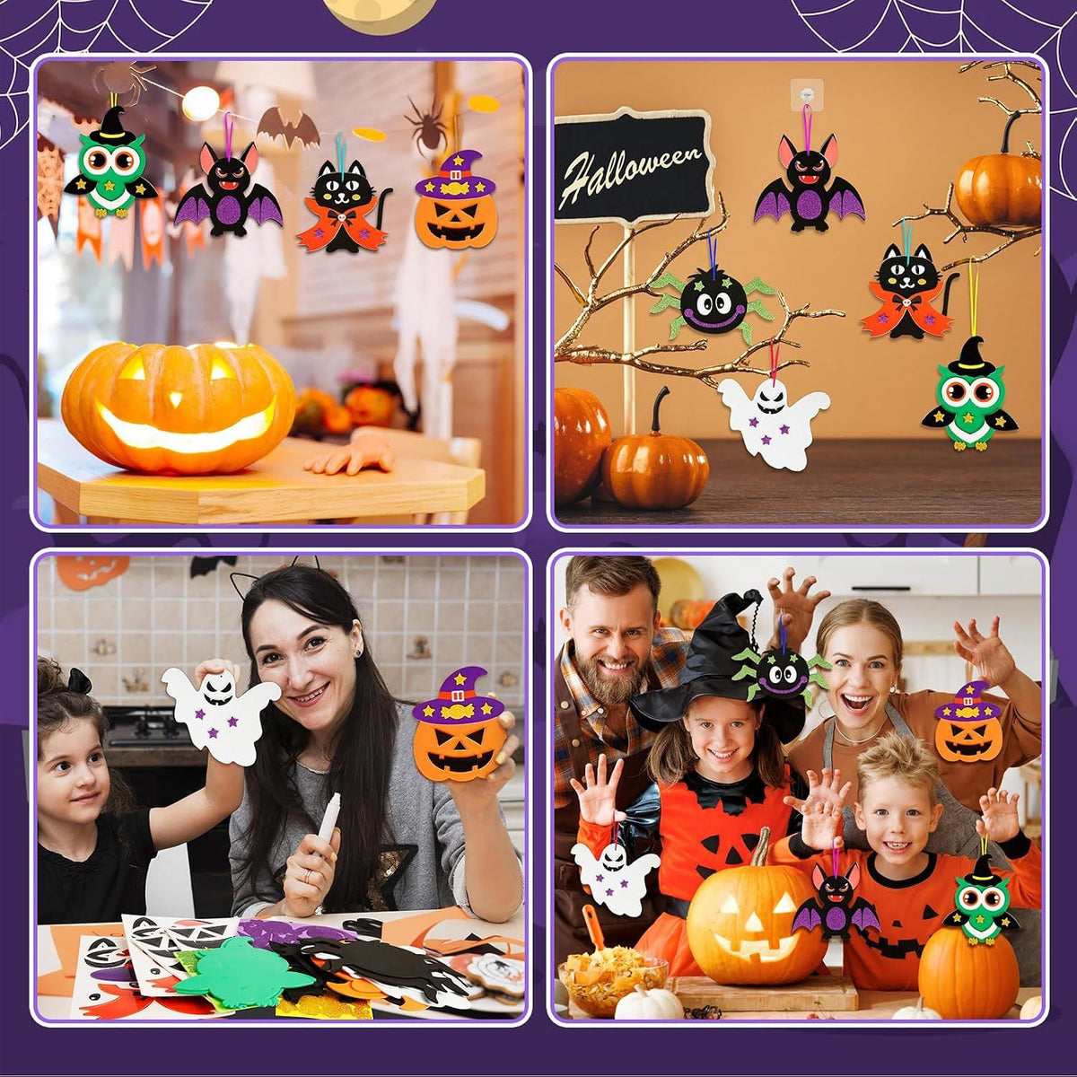 12 Pack Halloween Craft Kit for Kids, Make Your Own Halloween Foam Stickers DIY Arts and Crafts for Boys Girls, Halloween Party Supplies Decoration