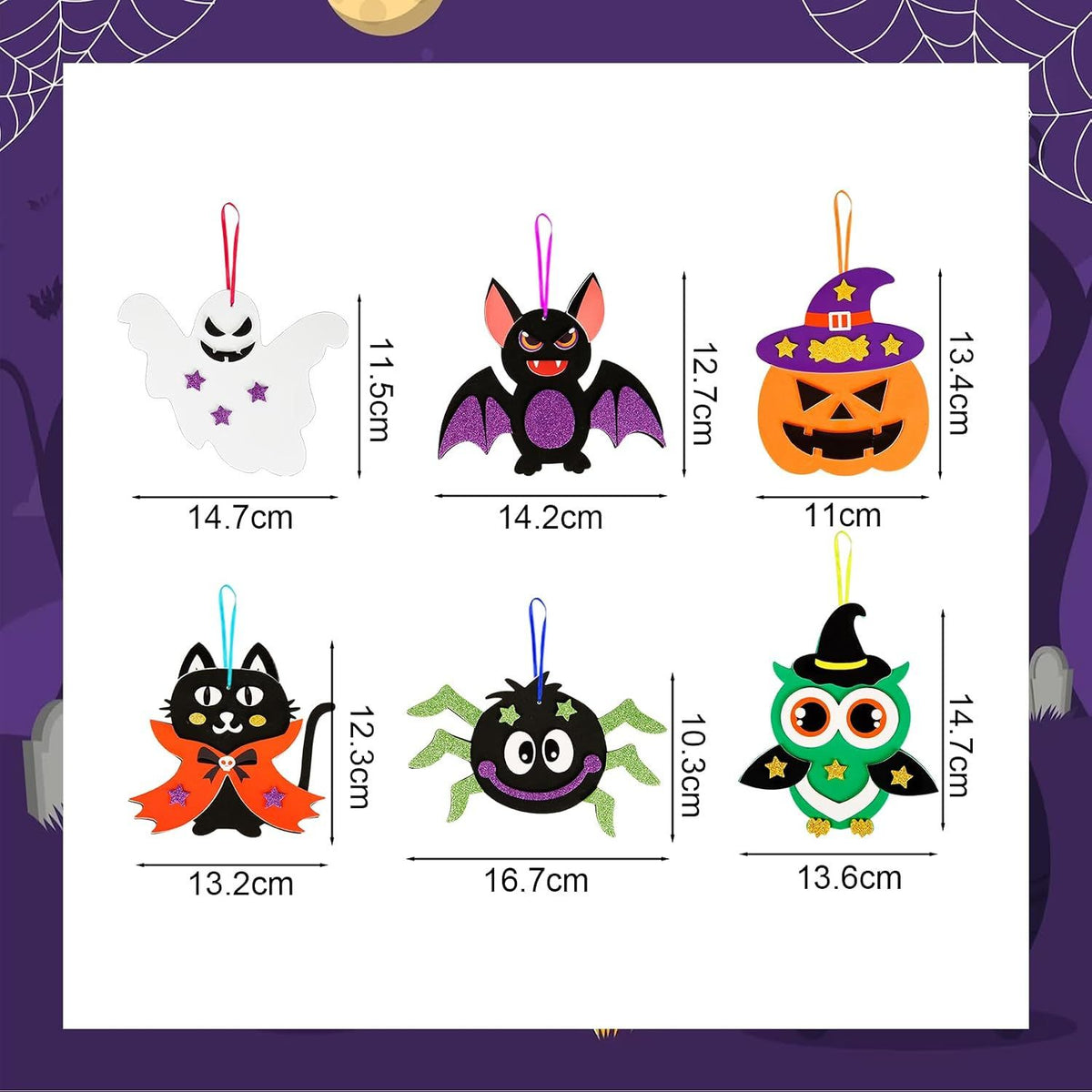 12 Pack Halloween Craft Kit for Kids, Make Your Own Halloween Foam Stickers DIY Arts and Crafts for Boys Girls, Halloween Party Supplies Decoration