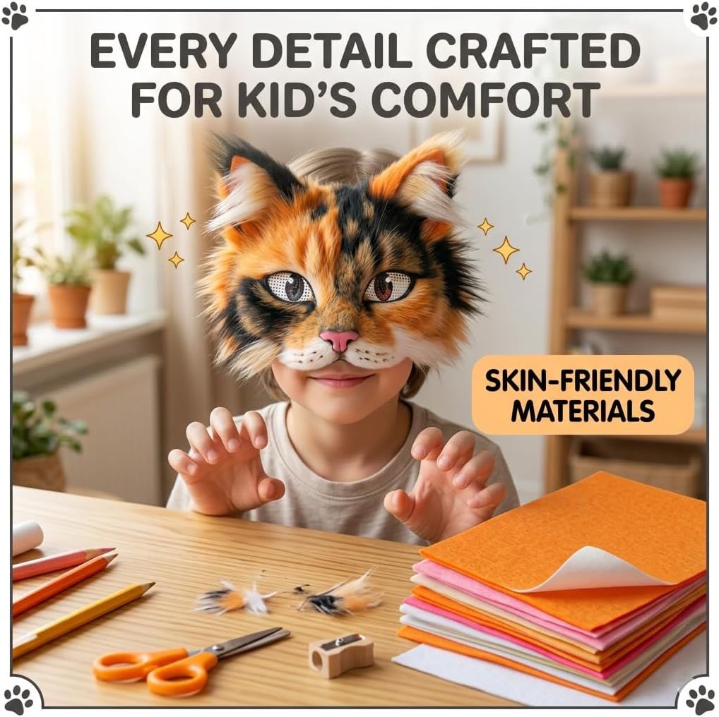 37 Pcs Therian Mask Kit, White Cat Masks DIY to Paint Furry Animal Mask for Halloween Masquerade Cosplay Party