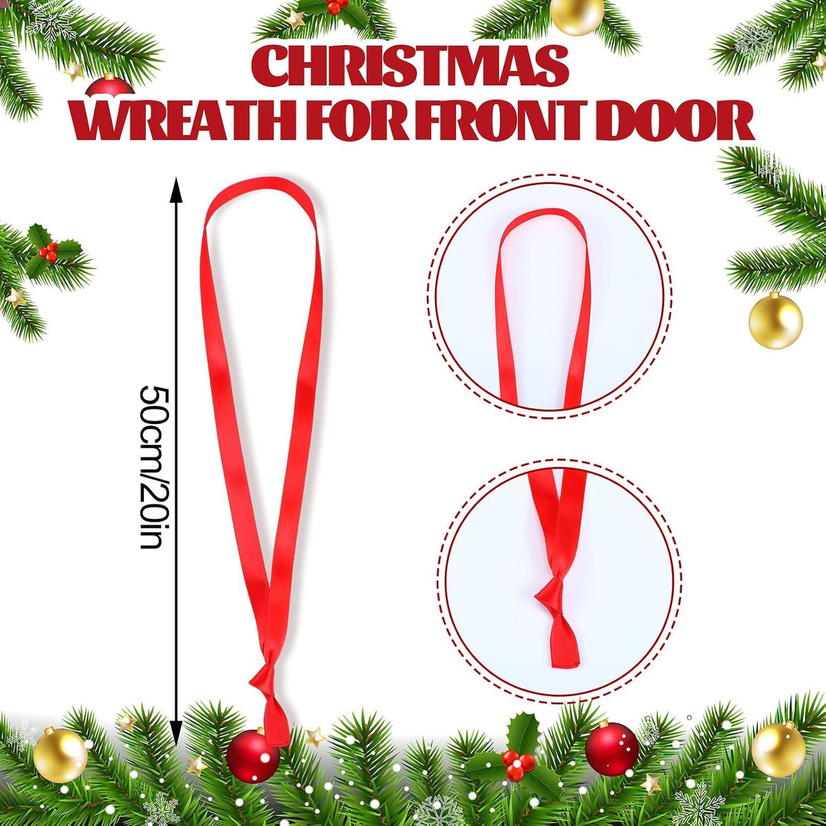 50 Pcs Christmas Ribbon Ties, Red Satin Garland Wrapping Straps for Tree Wreath Holiday Stairways Decor, 0.5" Width x 31.5" Length