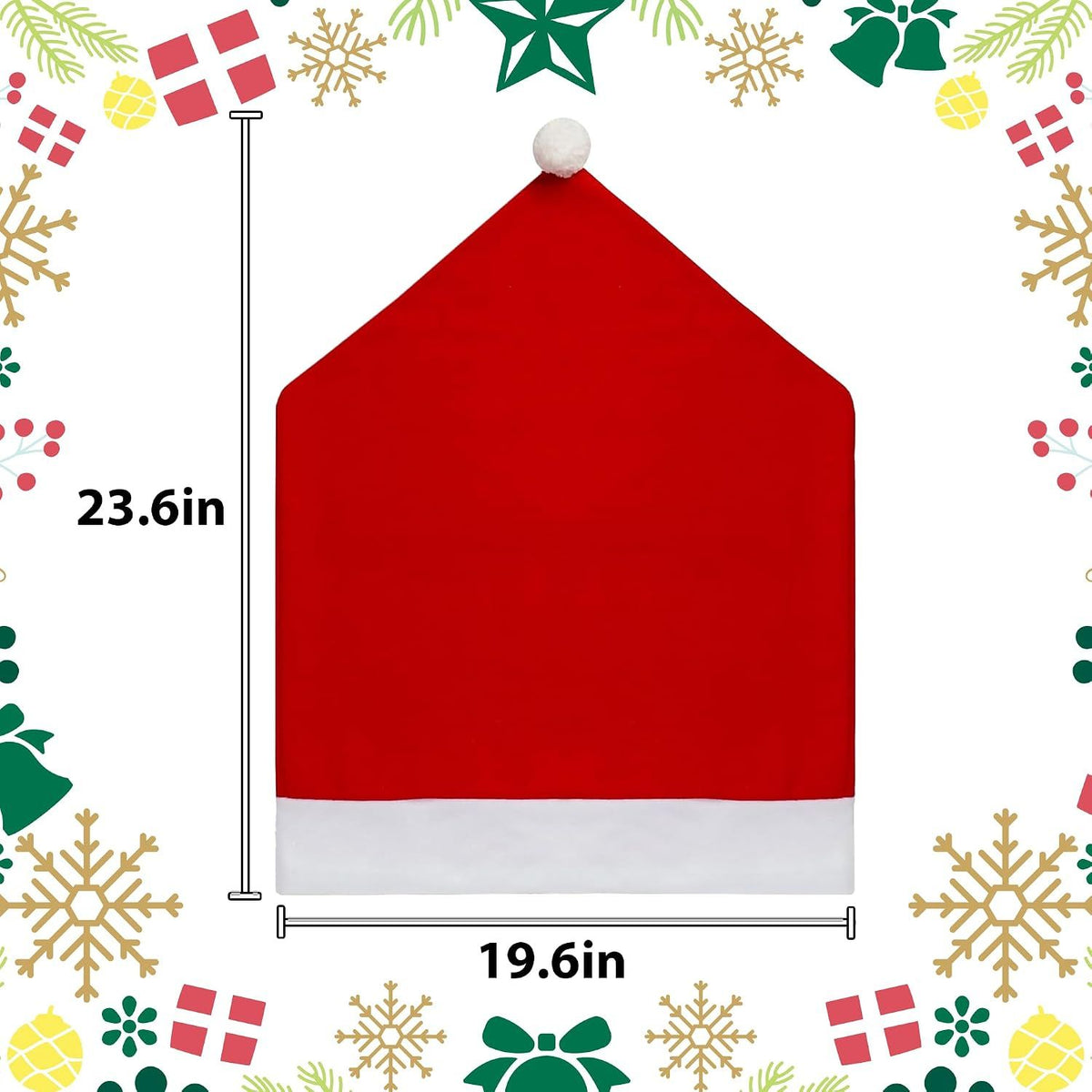 4Pcs Christmas Chair Covers with Hat, Stretch Parsons Chair Back Covers, Removable Washable Slipcovers for Home Hotel Holiday Decoration
