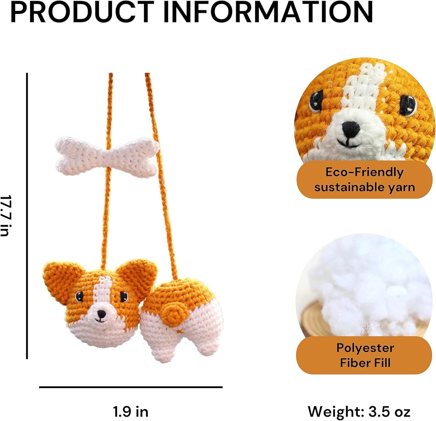 Adorable Corgi Car Hanging, Cute Puppy Charms Rear View Mirror Hanging Accessories, Ornaments Gifts for Lovers, Bag Charm, Swing Keychain, Decorative