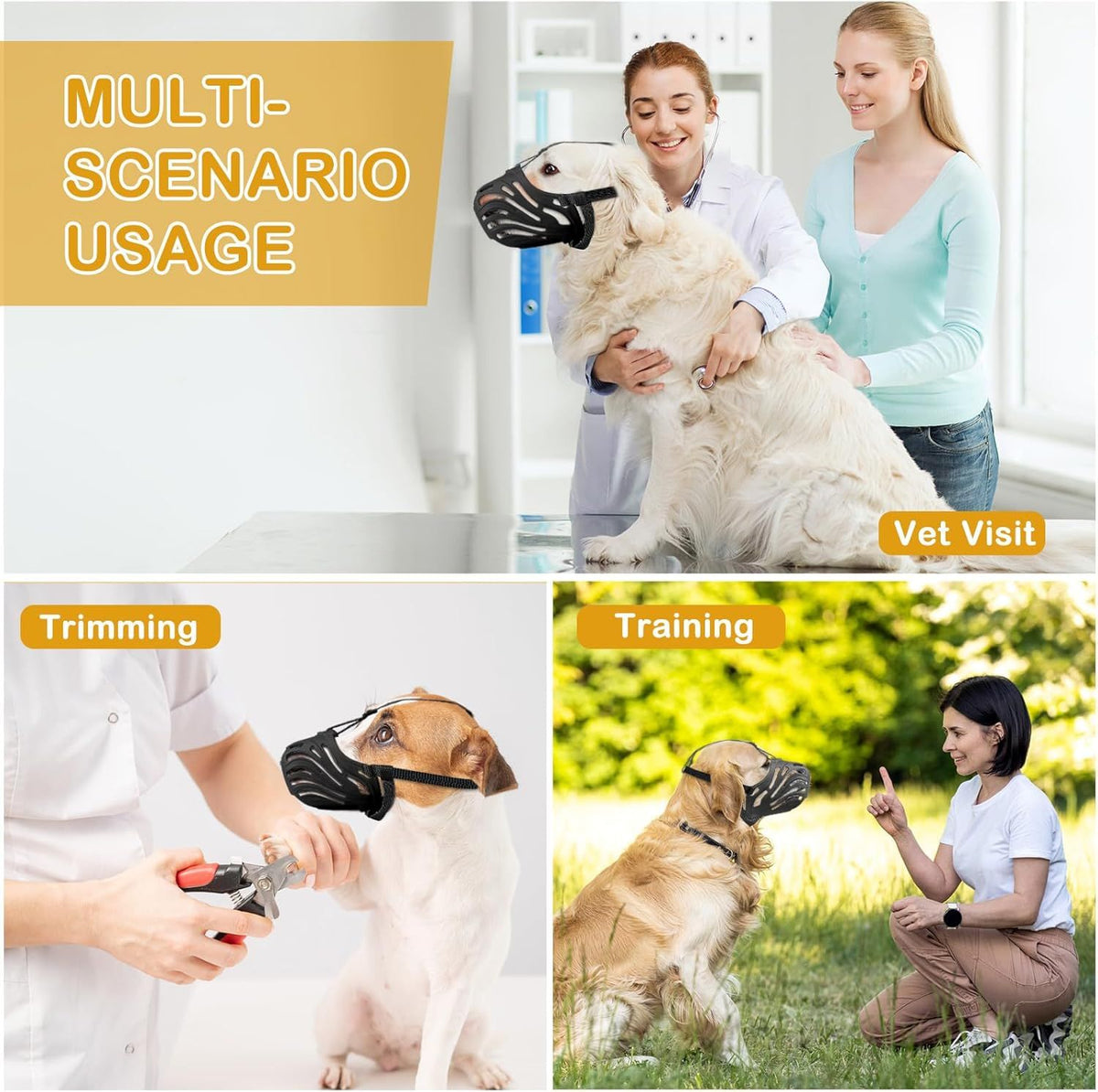 Dog Muzzle, Soft Breathable Dog Muzzles Suitable Dogs, Adjustable Basket Muzzles Prevents Chewing and Biting for Grooming Trimming Training(M)