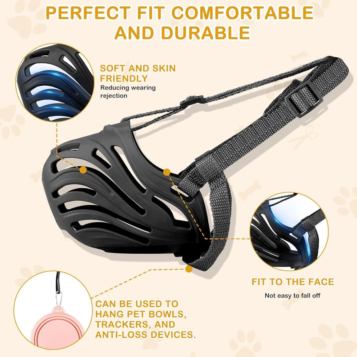 Dog Muzzle, Soft Breathable Dog Muzzles Suitable Dogs, Adjustable Basket Muzzles Prevents Chewing and Biting for Grooming Trimming Training(XXXL)