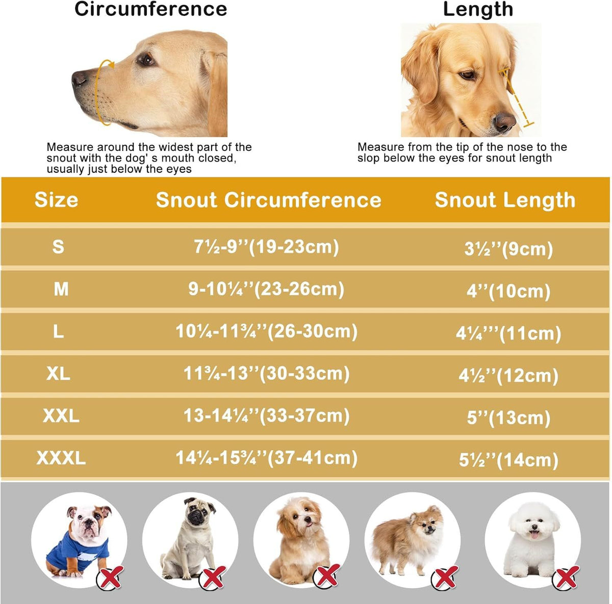 Dog Muzzle, Soft Breathable Dog Muzzles Suitable Dogs, Adjustable Basket Muzzles Prevents Chewing and Biting for Grooming Trimming Training(XXXL)