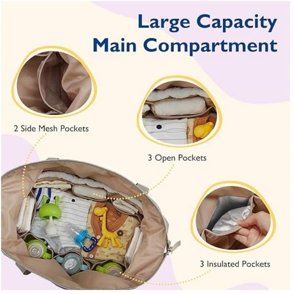 Black Large Quilted Diaper Bag Tote, Multi‑Functional Travel Baby Bag with Changing Mat & Pacifier Pouch, Stylish Maternity Hospital Bag for Labour & Delivery