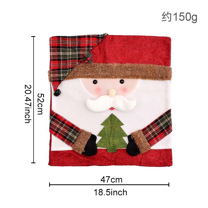 Santa & Snowman Christmas Chair Covers, 2 Pack Xmas Dining Chair Slipcovers, Plaid Fabric Chair Back Covers for Holiday Dinner Party Decor