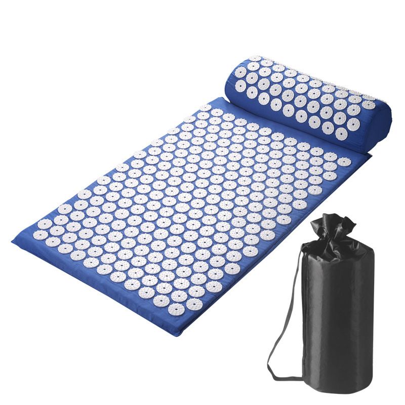 Acupressure Mat and Pillow Set with Storage Bag, Neck & Back Acupuncture Spike Mat for Muscle Relaxation, Stress & Sciatica Pain Relief, Blue