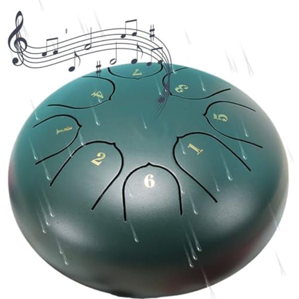6 Inch 8 Notes Rain Drum for Outdoor Garden, Waterproof Steel Tongue Rain Drum, Outdoor Garden Musical Rain Drum Instrument