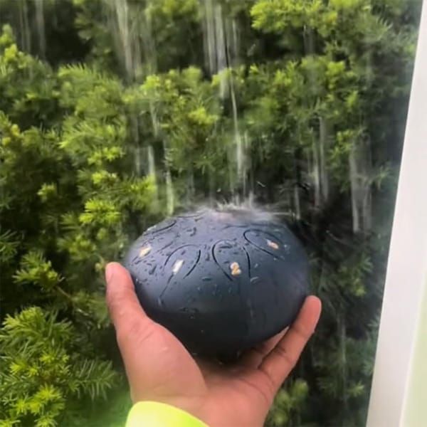 6 Inch 8 Notes Rain Drum for Outdoor Garden, Waterproof Steel Tongue Rain Drum, Outdoor Garden Musical Rain Drum Instrument