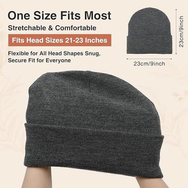 Hat - Knitted hat - Winter hat - Warm hat - Hat with satin lining - warm winter hat - knitted winter hat with fold-over brim - silk lining - soft knitted hat - warm and comfortable - for men and women - grey