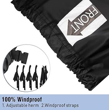 600D Oxford Cloth Boat Cover, Waterproof UV Protection Dustproof Marine Cover for V-Hull Speedboat Motor Yacht, Adjustable Strap & Elastic Hem Design for Outdoor Storage & Trailer Transport