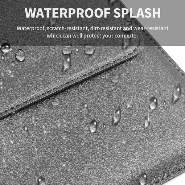 3-in-1 Laptop Sleeve Case with Built-in Stand & Wrist Rest, Waterproof PU Leather Notebook Cover for 15/16 Inch Laptops, Ergonomic Portable Laptop Protective Bag, Gray