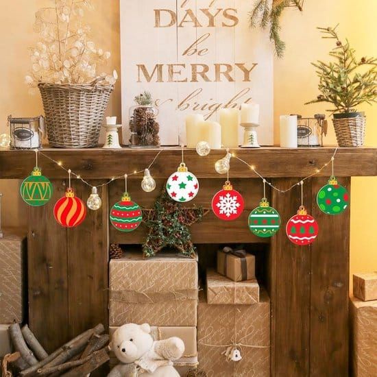 40Pcs DIY Wooden Christmas Ornaments, Unfinished Wood Baubles for Xmas Tree Party Decorations, Christmas Gift