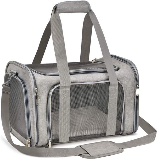 Soft‑Sided Pet Carrier Bag, Airline Approved Dog Carrier, L Size Collapsible Pet Travel Basket for Small Dogs, Cats, Puppies and Rabbits