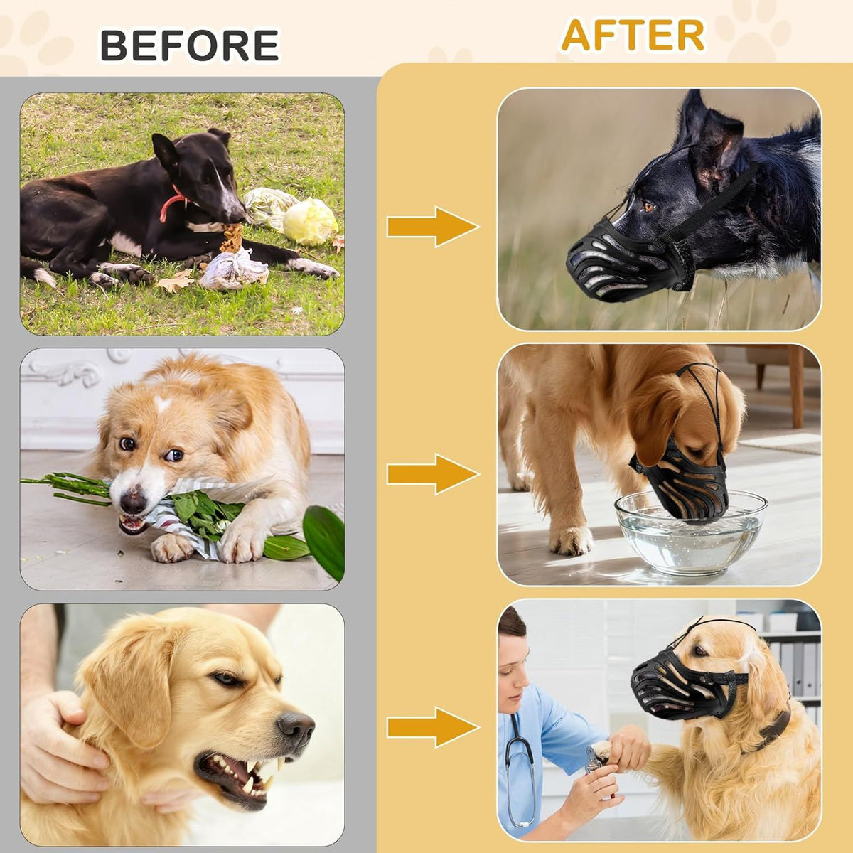 Dog Muzzle, Soft Breathable Dog Muzzles Suitable Dogs, Adjustable Basket Muzzles Prevents Chewing and Biting for Grooming Trimming Training(L)
