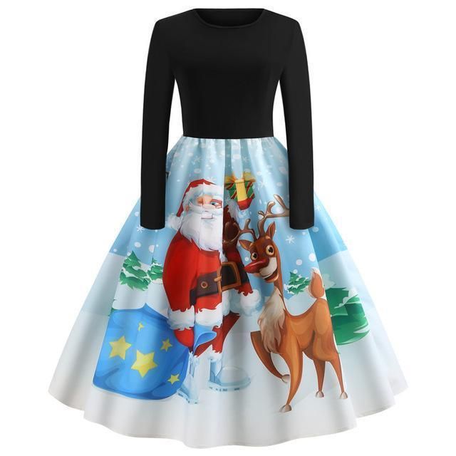 House Of Dasein Sweetest Little Christmas Dress - S - Santa & Reindeer