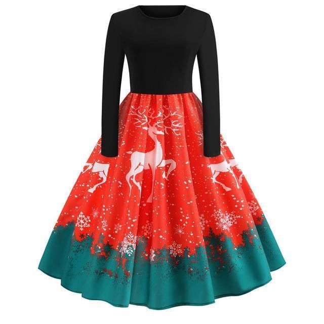 House Of Dasein Sweetest Little Christmas Dress - L - Red Reindeer