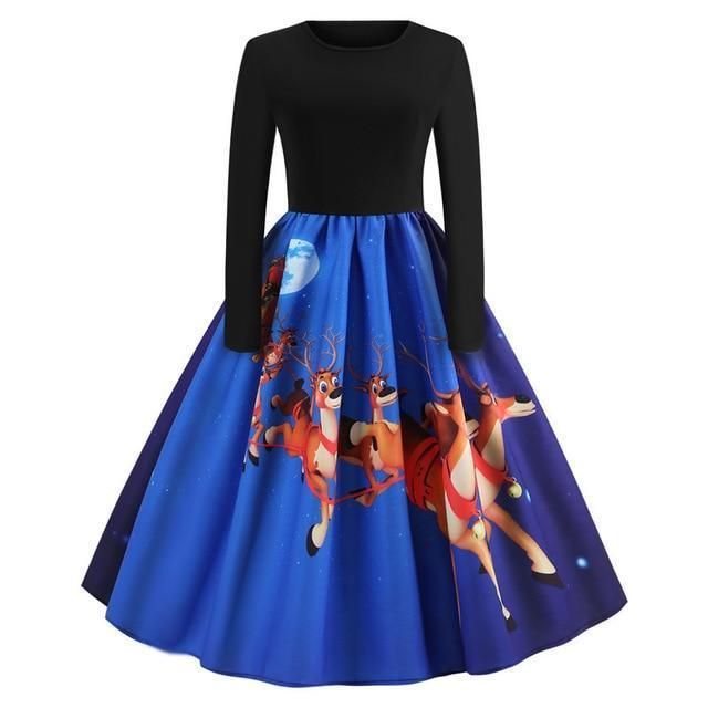 House Of Dasein Sweetest Little Christmas Dress - L - Blue Sleigh
