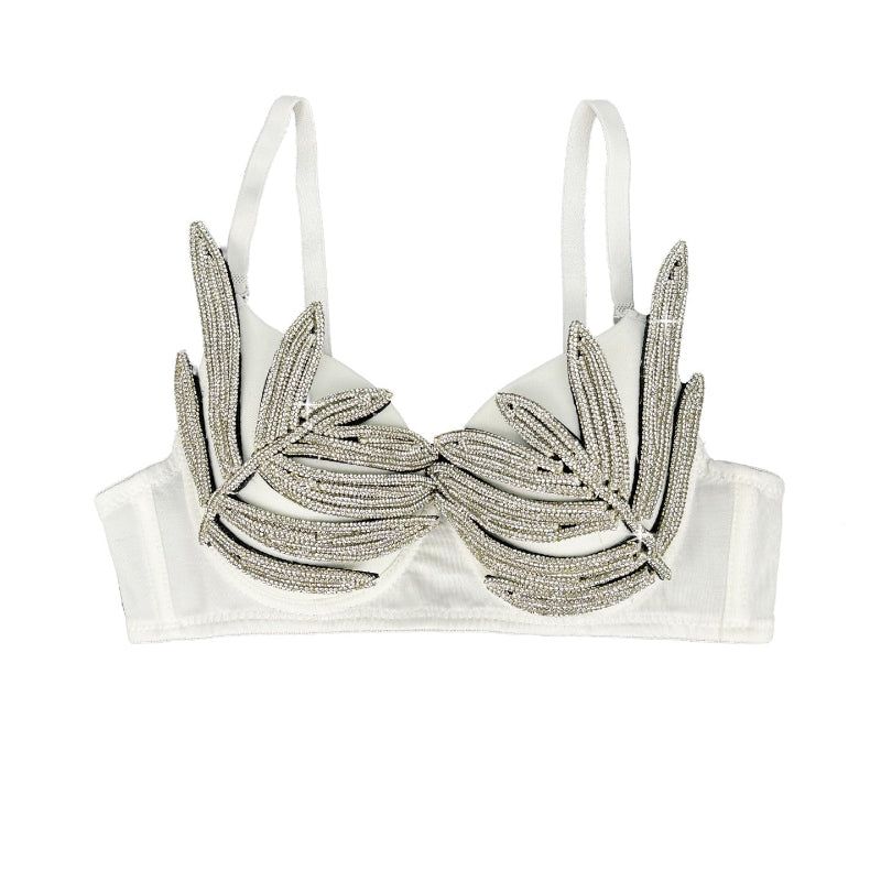 House Of Dasein Evening Dress Party High Design Silver 3D Rhinestone Shaping Bra Outerwear - White - 40C/90