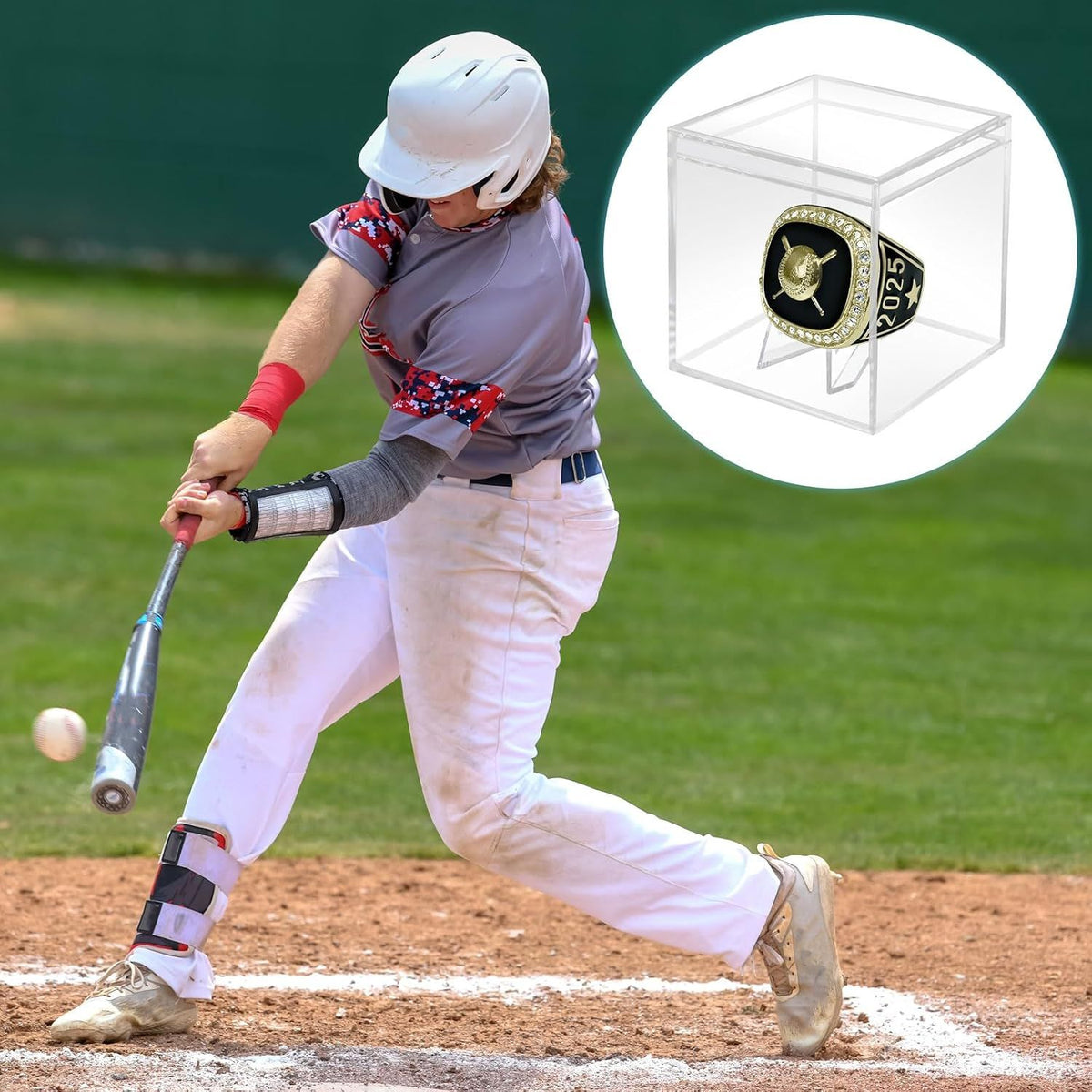 9 Packs Championship Ring Display Case Clear Small Showcase with Stands for Baseball Softball Championship Rings Cheer Leading Rings 2.17 Inch