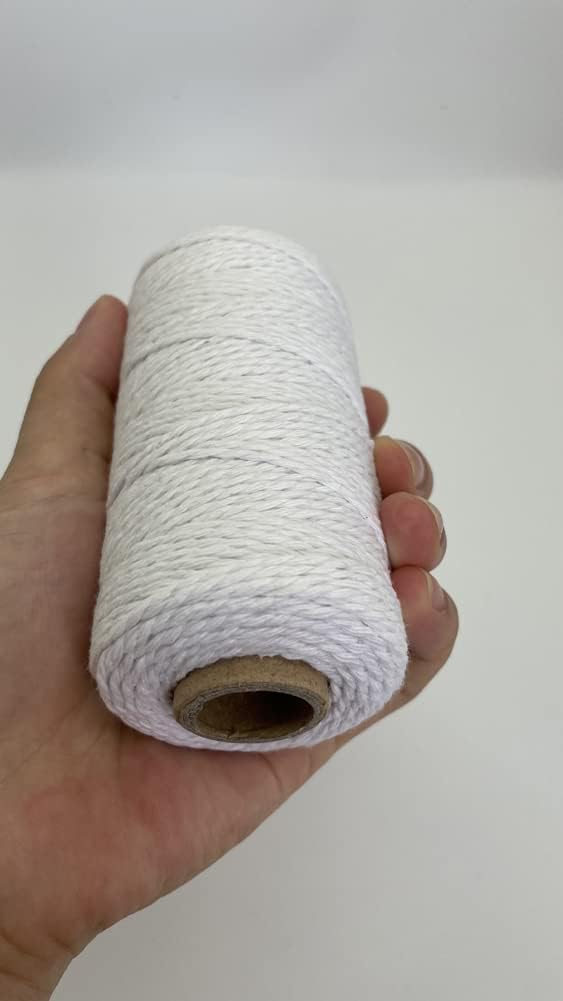 (109 Yards/1.5mm/35 Colors Optional) 109 DIY Macrame Cord Craft Macramé Cotton Baker Twine Craft Making Knitting Cord Rope DIY Wedding Decor Supply Christmas Wrapping String Rope (White)