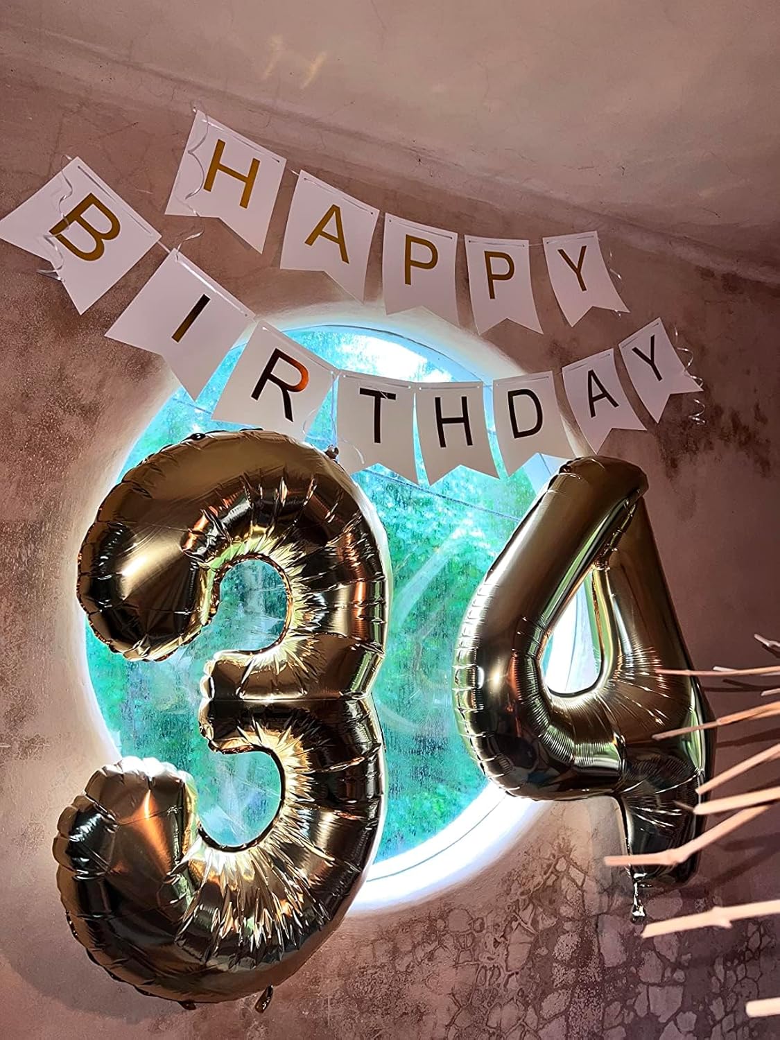 Happy Birthday Banner Birthday Party Supplies Garland Decorations Birthday Signs Nursery Hanging Decor (White)