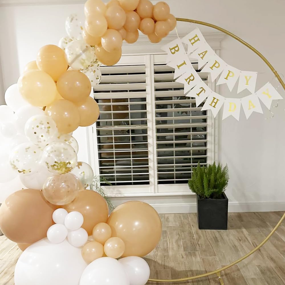 Happy Birthday Banner Birthday Party Supplies Garland Decorations Birthday Signs Nursery Hanging Decor (White)