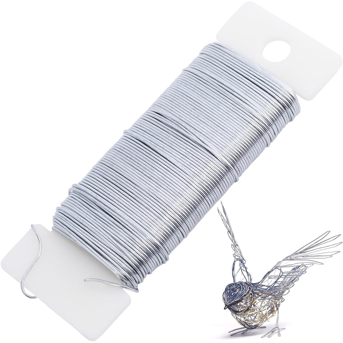 22 Gauge Silver Floral Wire, Bendable Ornament Floral Wire for Crafts, Flexible Florist Garden Beading Supplies Accessories for Christmas Tree Wreaths Garland Decorations