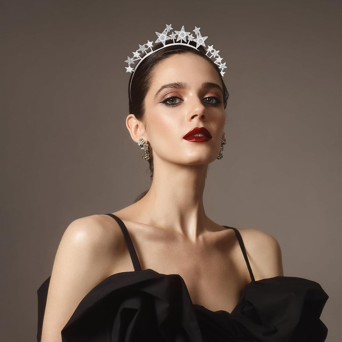 Star Halo Crown Silver Headpiece, Rhinestone Headband Tiaras and Crowns for Women and Girls, Party Wedding Festival Hair Accessories