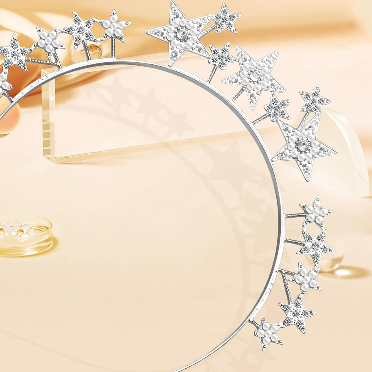 Star Halo Crown Silver Headpiece, Rhinestone Headband Tiaras and Crowns for Women and Girls, Party Wedding Festival Hair Accessories