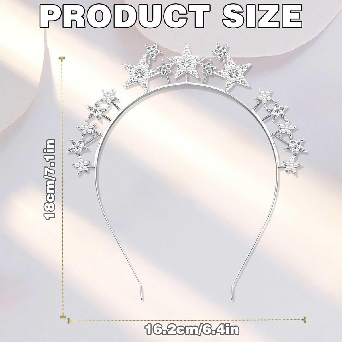 Star Halo Crown Silver Headpiece, Rhinestone Headband Tiaras and Crowns for Women and Girls, Party Wedding Festival Hair Accessories