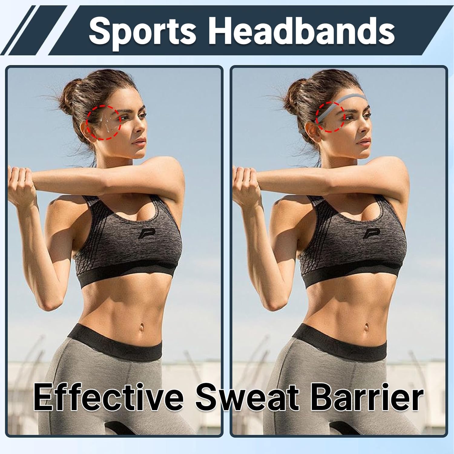 4 Pack Sports Headbands for Women Elastic Non-Slip Absorb Sweat 4 Colors