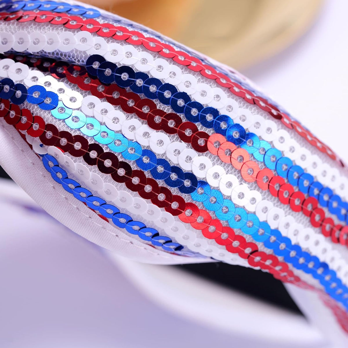 Kvekstio 4th of July Patriotic Headband for Women, Red White Blue American Flag Sequin Knotted Head Band Memorial Day Celebration Gift, Independence Day Festival Party USA Costume Hair Accessories