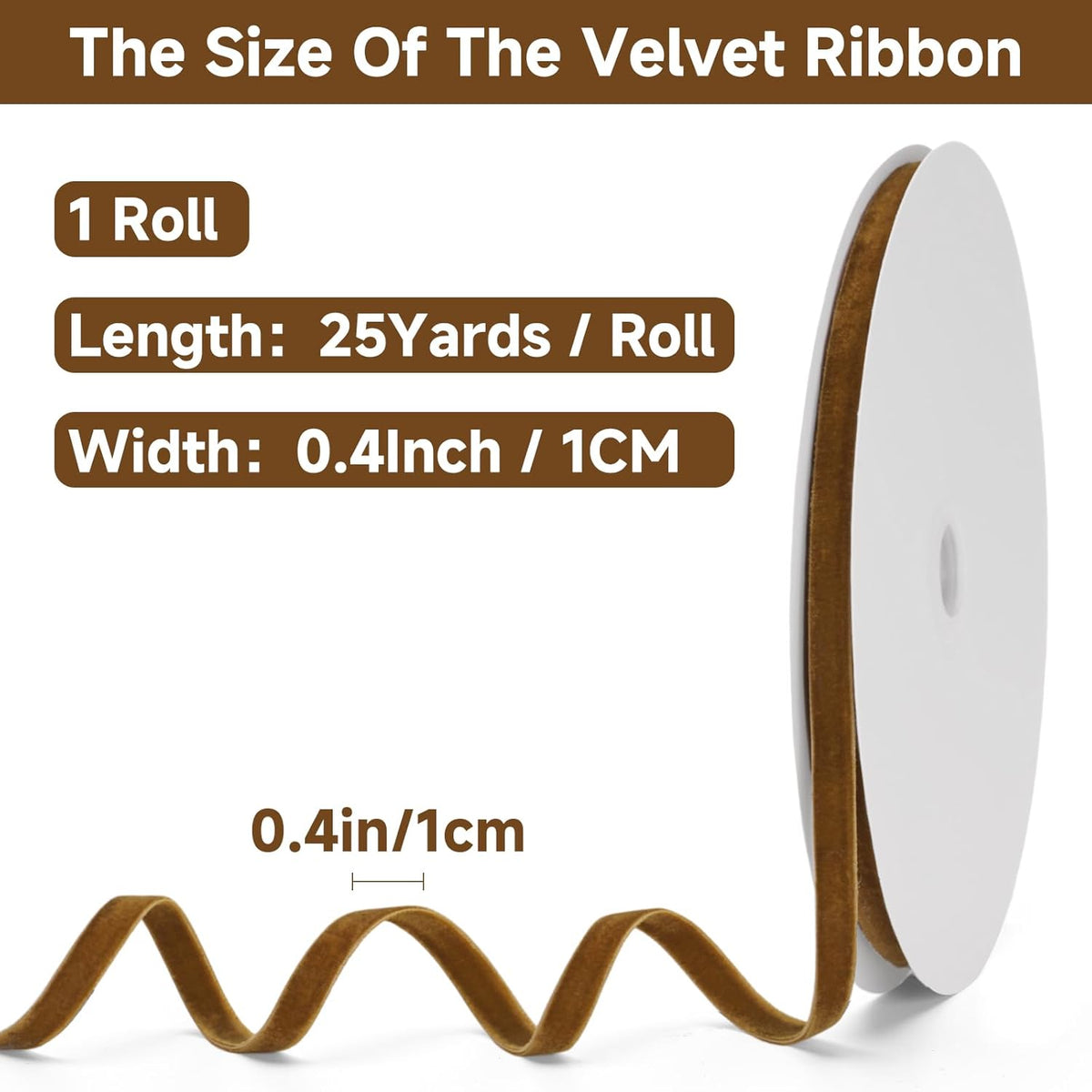 25Yard Velvet Ribbon - 3/8Inch Double Sided Brown Velvet Ribbon Vintage Wreath Christmas Tree Ribbons for Hair Gift Wrapping Bow Making Crafts Flower Bouquet Christmas Birthday Wedding Decor