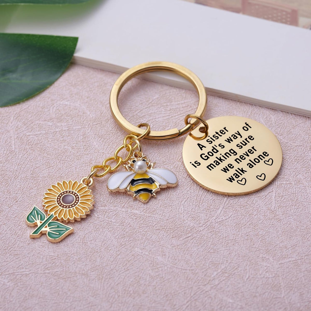 Sunflower Keychain for Women Inspirational Christmas Birthday Graduation Jewelry Gifts for Mom Daughter Wife Friend Sister