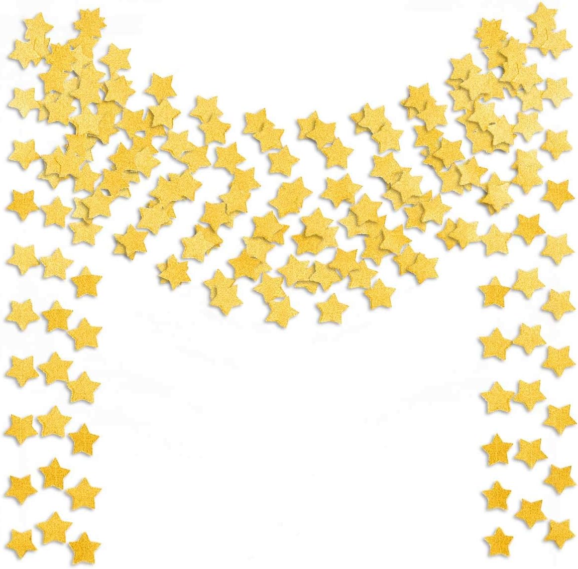 6 Pcs Gold Glitter Star Paper Garland Twinkle Bunting Banner Hanging Decorations for Christmas Birthday Party Golden Sparkling Stars Bridal Showers Wedding Baby Shower Holiday Supplies (50 Feet)