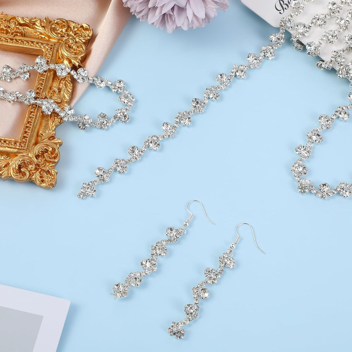 2 Yard Rhinestone String Silver Rhinestone Strings by The Yard Rope Crystal Applique Strips String for Crafts Silver Crystal Close Chain for Wedding Clothes DIY Cups