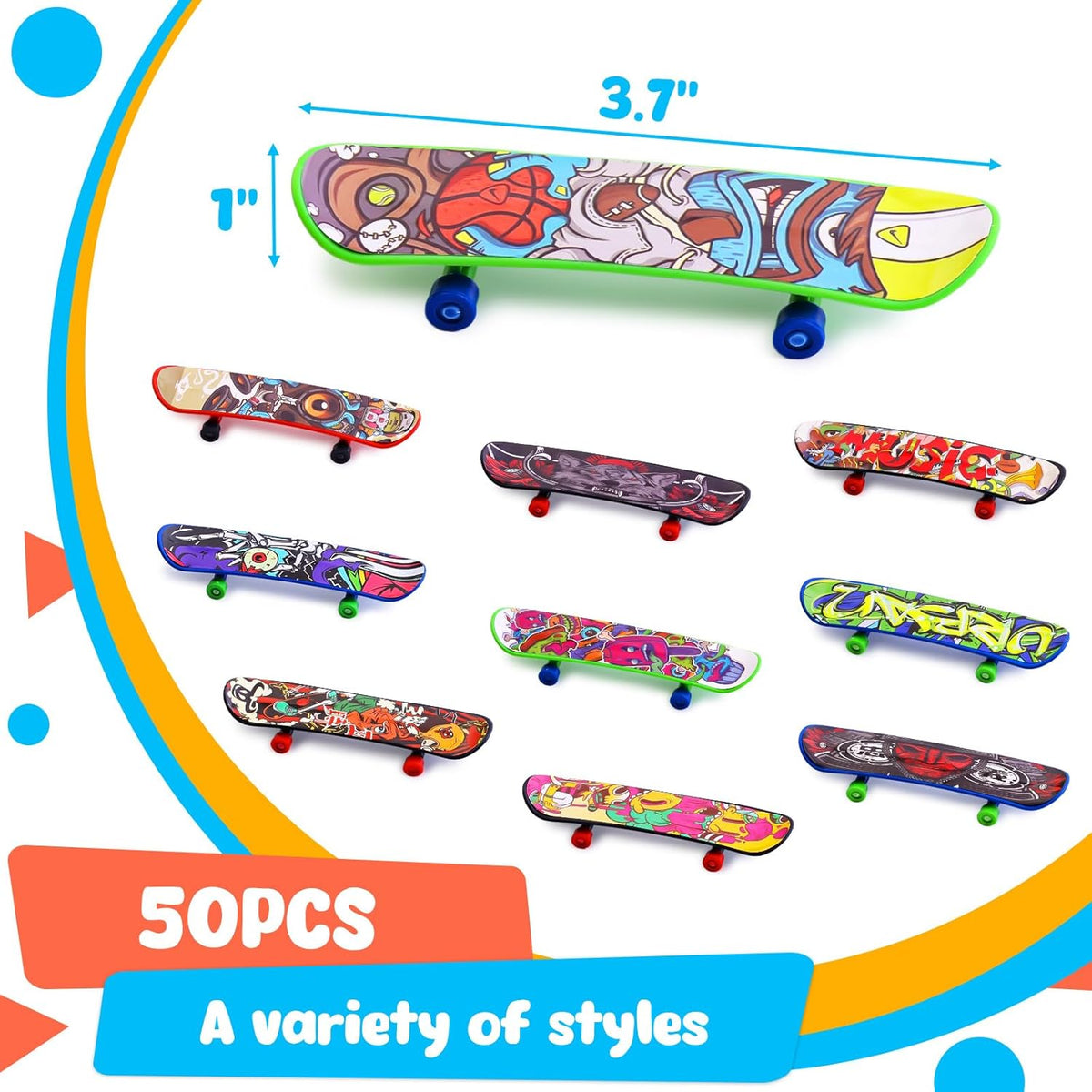 50 PCS Mini Finger Skateboards Party Favors, Easter Gifts & Beginner Practice Set for Kids & Adults, Finger Boards Toy, Easter Classroom Prizes Exchange Gifts