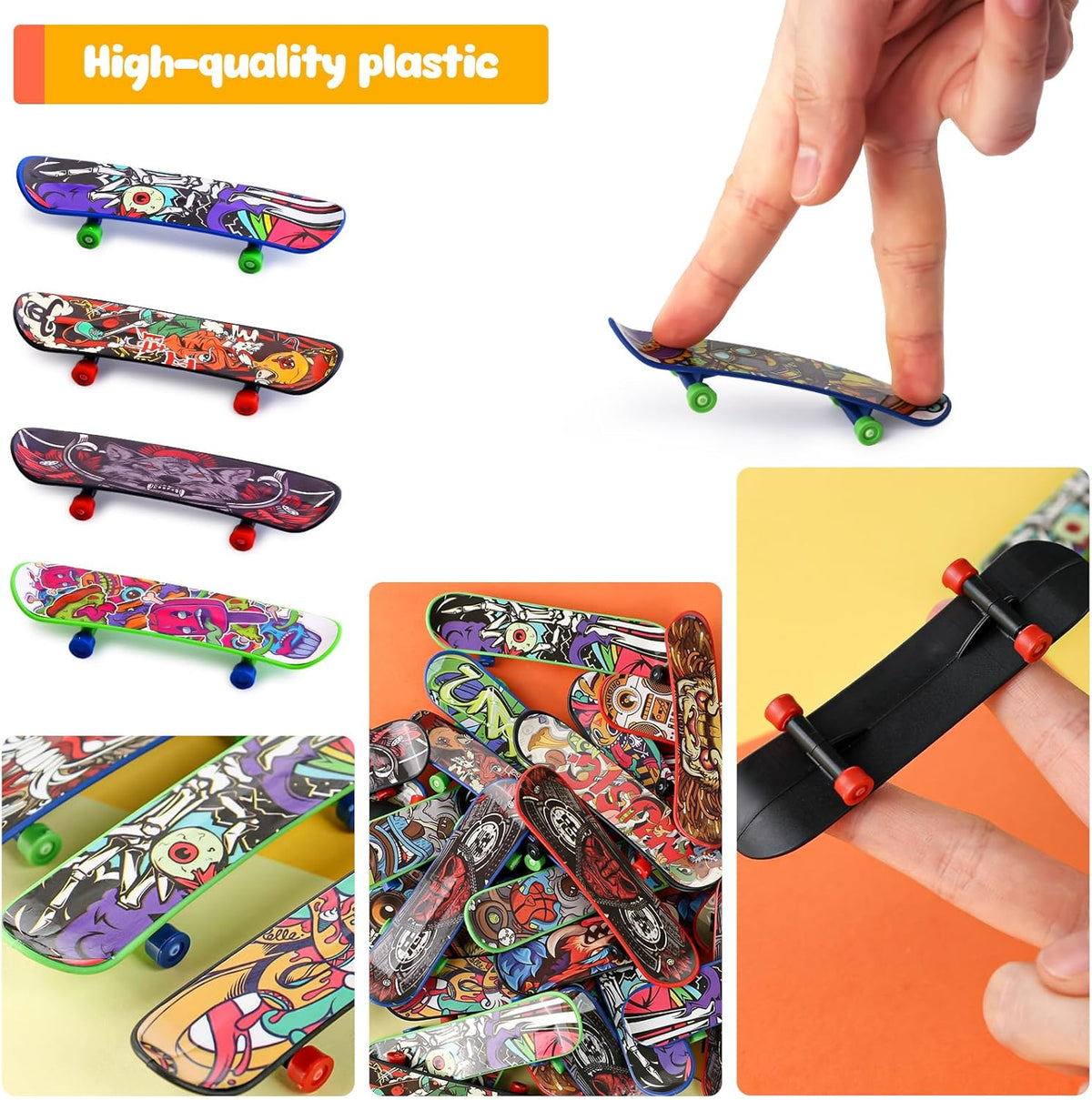 50 PCS Mini Finger Skateboards Party Favors, Easter Gifts & Beginner Practice Set for Kids & Adults, Finger Boards Toy, Easter Classroom Prizes Exchange Gifts