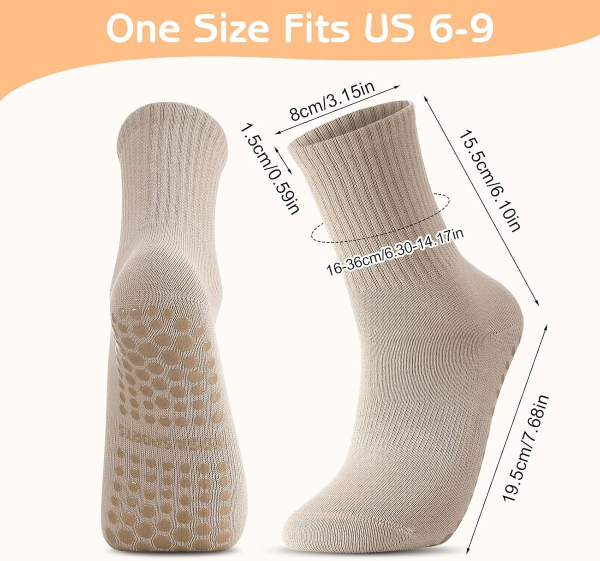 3 Pairs Non Slip Pilates Socks with Grips for Women, Yoga Grip Socks for Yoga, Barre, Dance, Ballet, Fitness