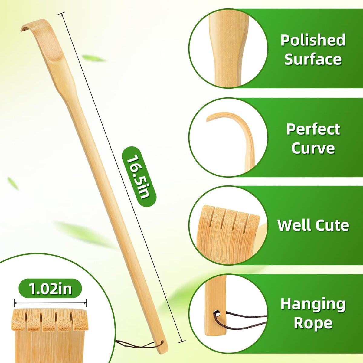 Back Scratcher, 3 Pieces 16.5" Strong Sturdy Self-Massager Therapeutic Bamboo Wooden Back Scratchers for Scratching Itches, Best Gift for Pregnant Women and People Who Need Longer Hands.