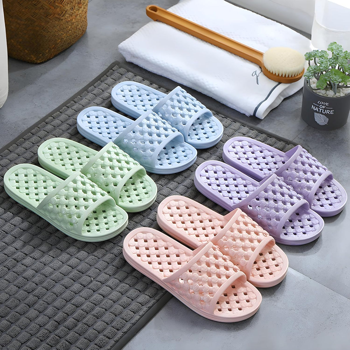 Shower Shoes Quick Drying Slippers for Women Men, Non Slip House Shoes Cushioned Thick Sole Bathroom Slippers Indoor Outdoor Soft Platform Sandals for Living Room College Dorm Beach SPA Gym Pool