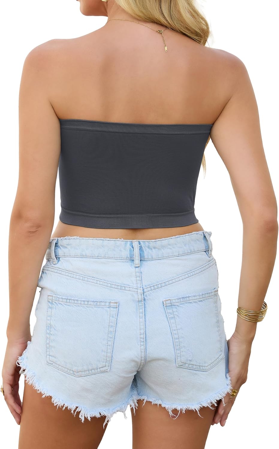 4 Pieces Tube Top Strapless Tops for Women Summer Bandeau Basic Crop Tops Sleeveless Shirt