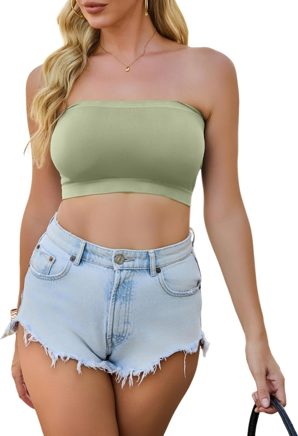 4 Pieces Tube Top Strapless Tops for Women Summer Bandeau Basic Crop Tops Sleeveless Shirt