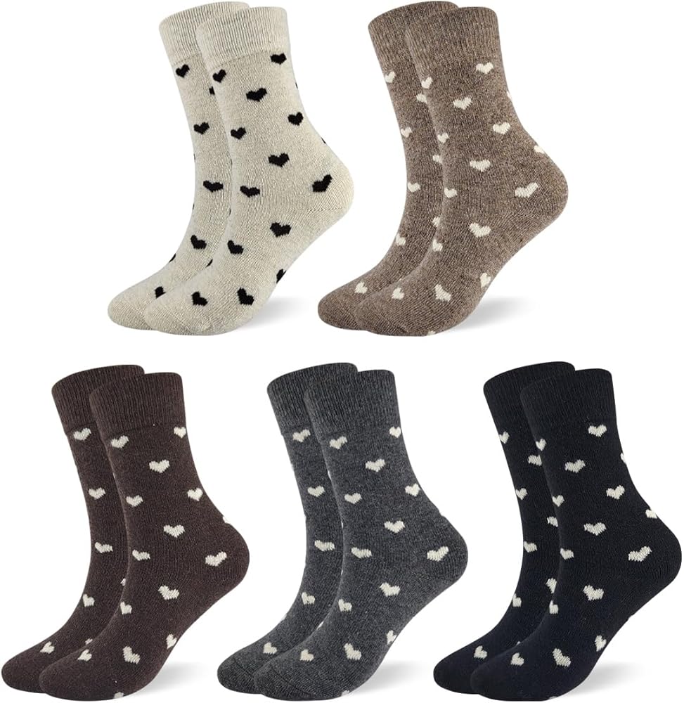 Women's Wool Socks – Warm Thermal Winter Knit, Cozy Fuzzy Thick Soft Cabin Boot Style, Cute Colorful Cold Weather